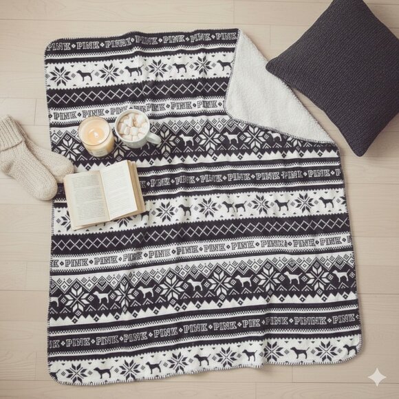 PINK Victoria's Secret Other - Victoria's Secret PINK Fair Isle Sherpa Blanket